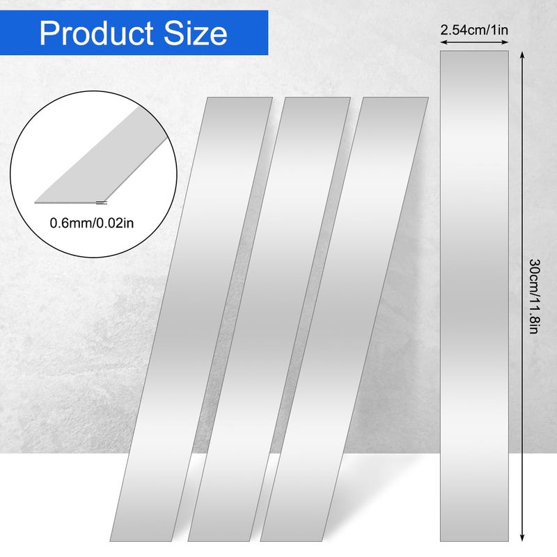 CKANDAY 10 Pcs Sheet Metal Strips,12'' Length,1'' Width, 0.02'' Thickness,Thin Flat Metal Strips, 304 Stainless Steel Gap Filler, SS Strip, Shim Stock Sheets, Steel Machine Shim - Image 2